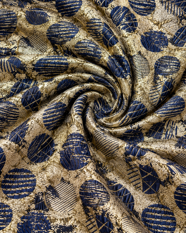 Imported Metallic Circle Motif Jacquard Fabric – 60 Inches