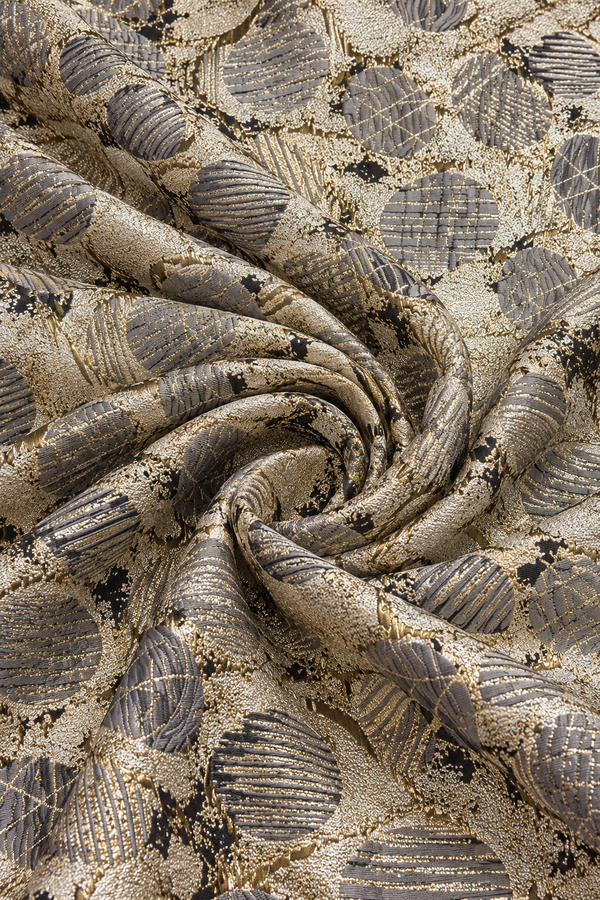 Imported Metallic Circle Motif Jacquard Fabric – 60 Inches