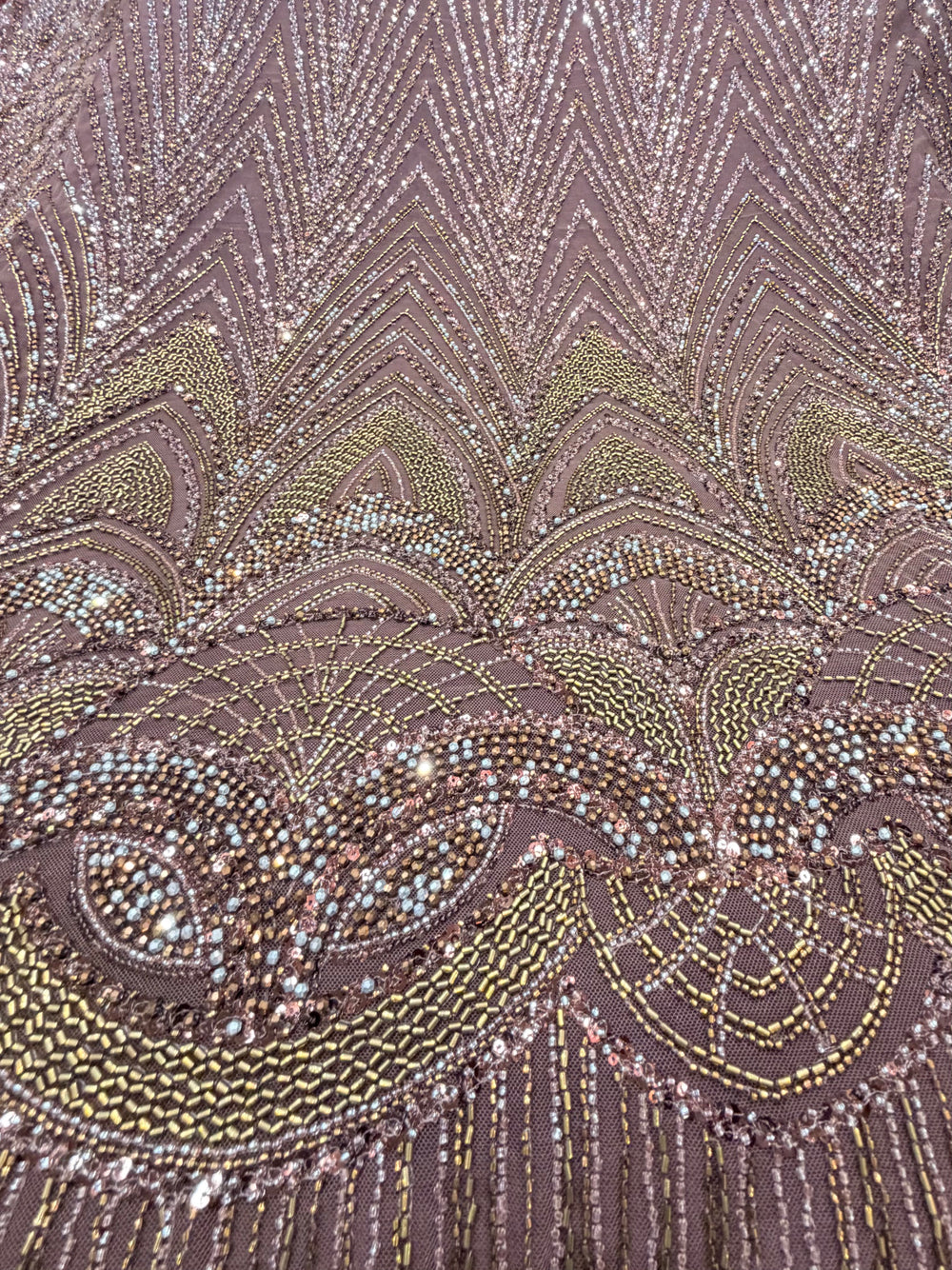 Korean Geometric Handwork Embellished Fabric – 60 Inches