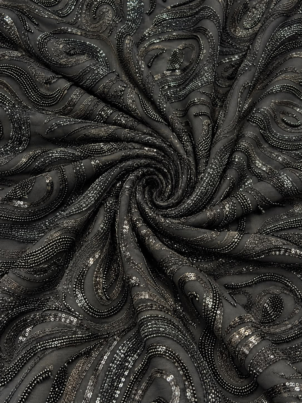 Pure Viscose Georgette Swirl Handwork Embroidered Fabric – 44 Inches