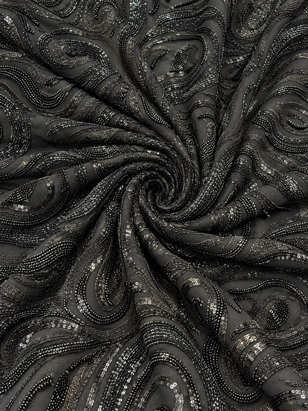 Pure Viscose Georgette Swirl Handwork Embroidered Fabric – 44 Inches