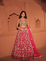Floral Georgette Lehenga Set with Net Scalloped Lace Dupatta