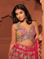 Floral Georgette Lehenga Set with Net Scalloped Lace Dupatta
