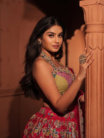 Floral Georgette Lehenga Set with Net Scalloped Lace Dupatta