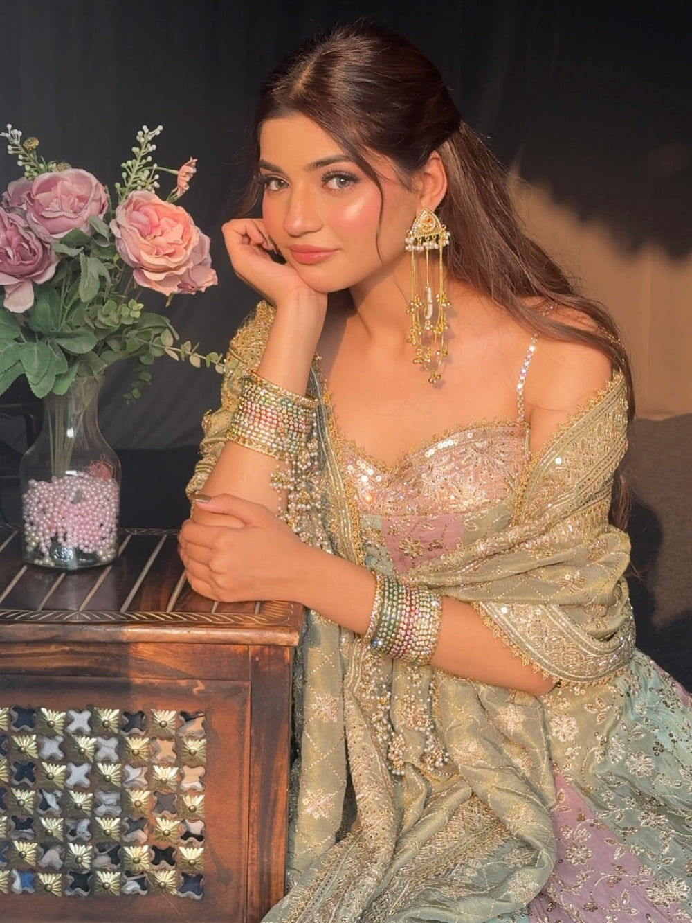 Multi-Color Anarkali with Hand Touch Up