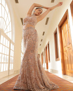 Hand Embroidered Halter Neck Fitted Gown