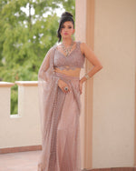 Feather Hem Golden Embellished Saree