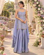 Lavender Pearl &amp; Zardozi Sharara Set