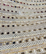 Ivory Gold Double Net Handwork Cutwork Fabric – 44 Inches