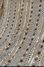 Ivory Gold Double Net Handwork Cutwork Fabric – 44 Inches