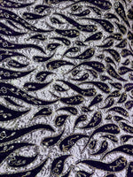 Imported Chantilly Net Fabric with Velvet Paisley Patchwork & Handwork – 60 Inches
