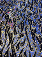 Imported Chantilly Net Fabric with Velvet Paisley Patchwork & Handwork – 60 Inches