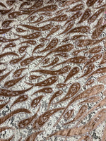 Imported Chantilly Net Fabric with Velvet Paisley Patchwork & Handwork – 60 Inches