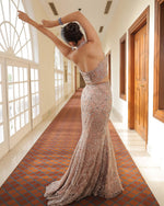 Hand Embroidered Halter Neck Fitted Gown