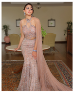 Hand Embroidered Halter Neck Fitted Gown