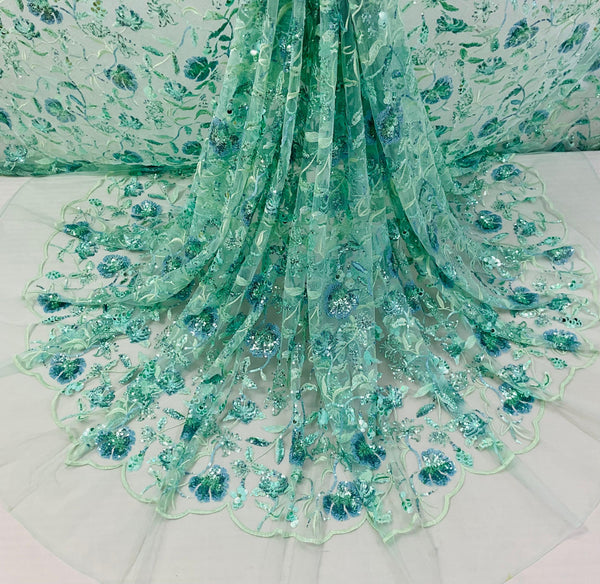 Imported Sequin Embroidered Net Fabric – 60” Wide – product image 5