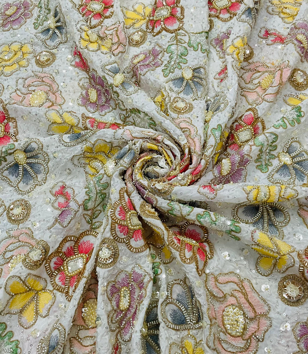 Langha fabrics Base Natural Crep Handwork Width 54”