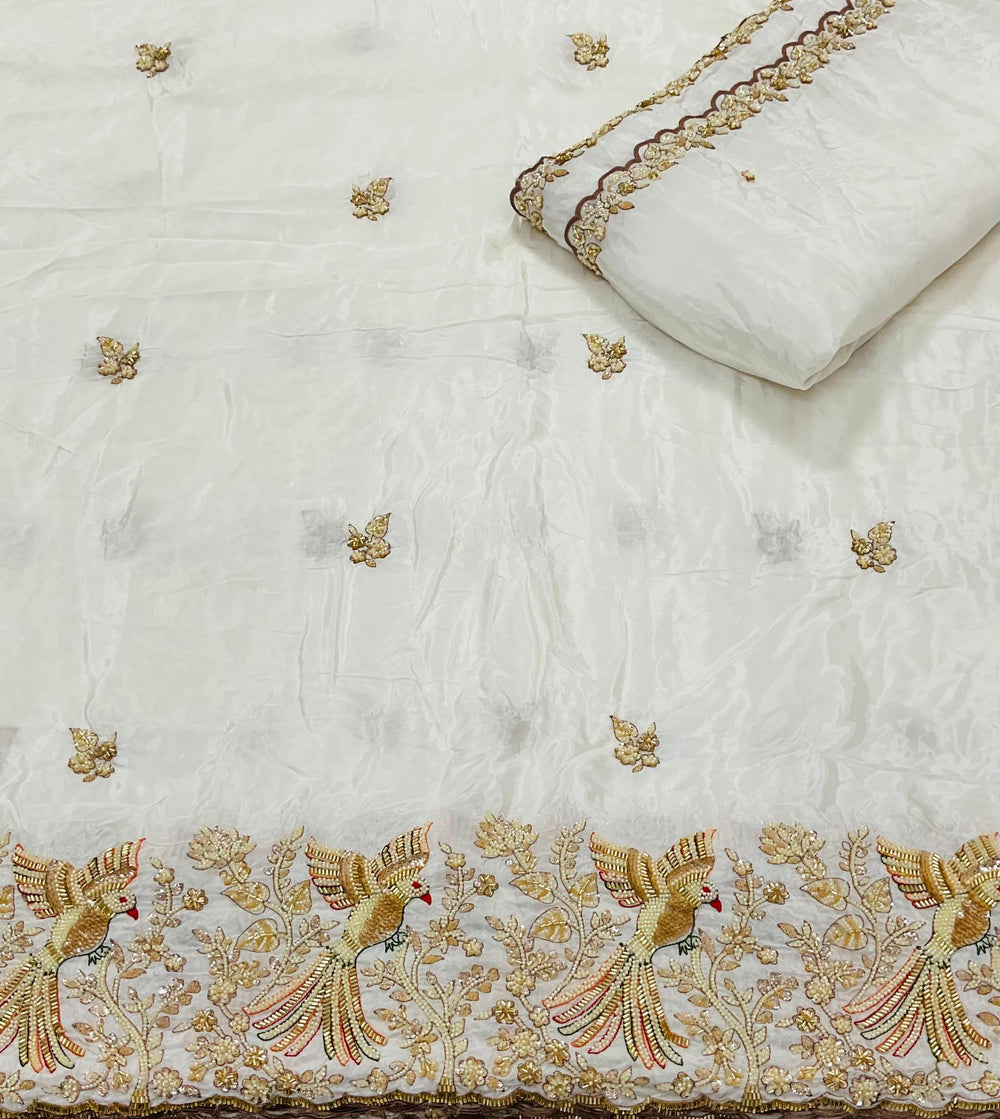 Langha fabrics Base Natural Crep Handwork Width 54”