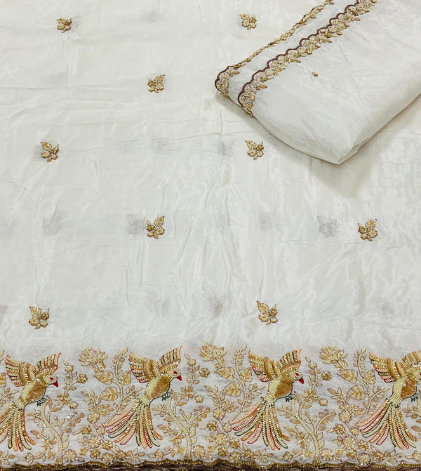 Langha fabrics Base Natural Crep Handwork Width 54”