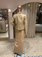 Metallic Gold Sequin Jacket &amp; Dhoti Saree Set