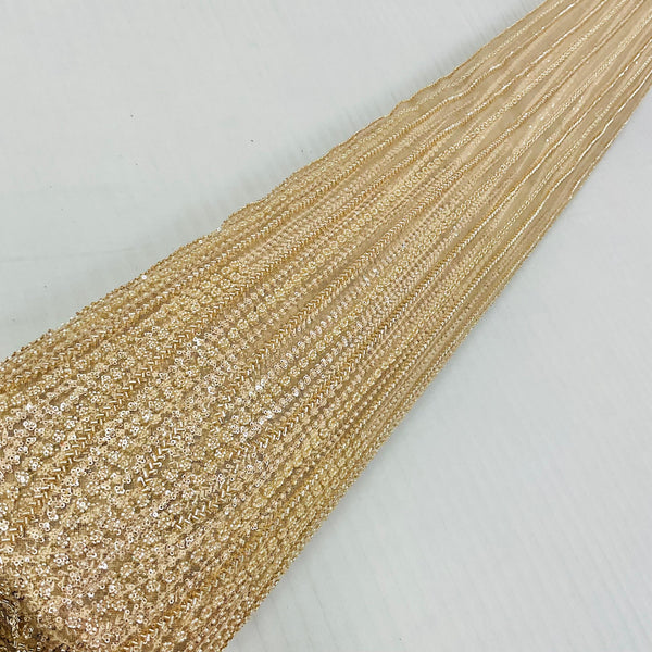 Imported sequin and bead handwork net fabric in gold and silver