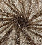 Brown imported leaf motif sequin and bead handwork net fabric detail