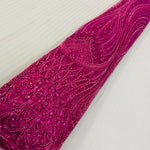 Rani imported leaf motif sequin and bead handwork net fabric